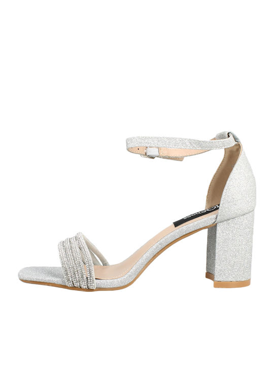 Sandalen mit Strass Silber