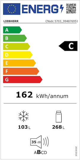 Liebherr Ψυγειοκαταψύκτης 371lt Total NoFrost Υ201.5xΠ59.7xΒ67.5εκ. Inox CNsdc 5703