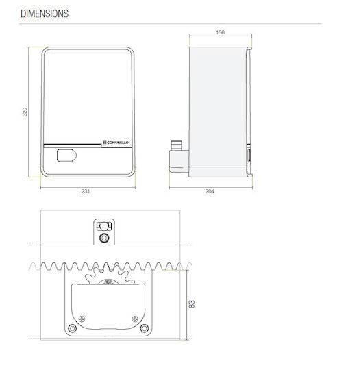 Comunello Set Garage Door Motor for Sliding Door for Maximum Weight 500kg