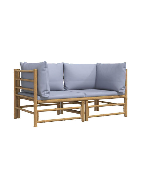 Canapea cu două locuri Exterior Bambus cu Perne 138x69x65cm