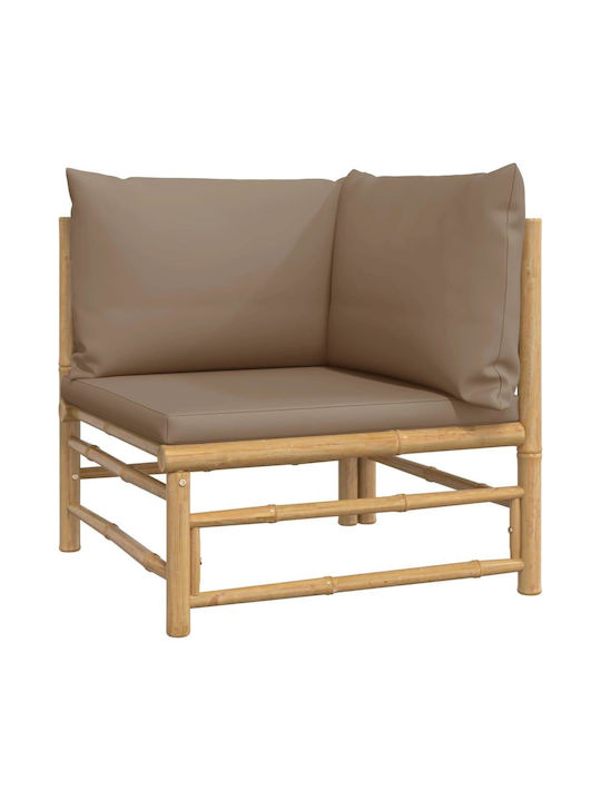 Corner Sofa Outdoor Bamboo with Pillows 138x69x65cm