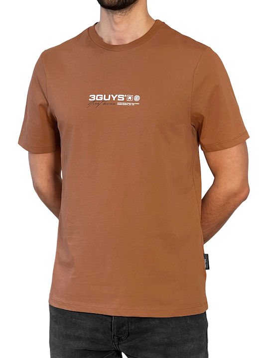 3Guys Men's Short Sleeve T-shirt Brown