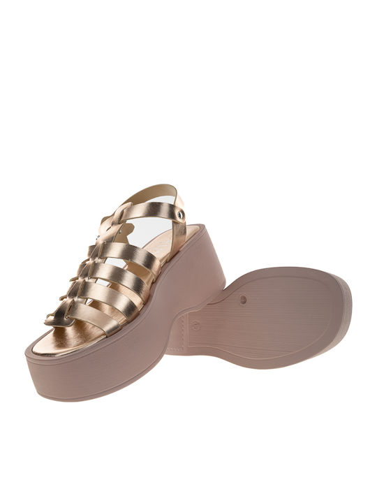 Sandale Casual Damă Gladiator Flatforme Aur