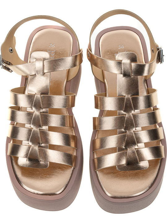 Sandale Casual Damă Gladiator Flatforme Aur