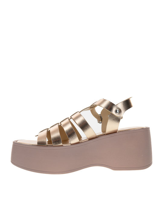 Sandale Casual Damă Gladiator Flatforme Aur