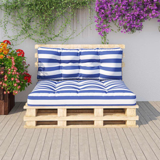 vidaXL Palette Sofa Cushion with Backrest Bamboo Blue 2 Pieces 120x80cm