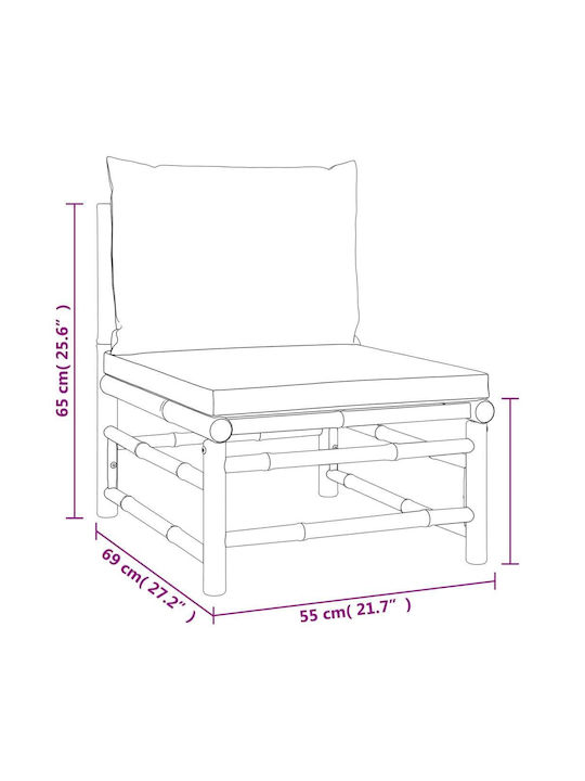 Baumsessel-Sofa Außenbereich Bamboo mit Kissen 193x69x65cm