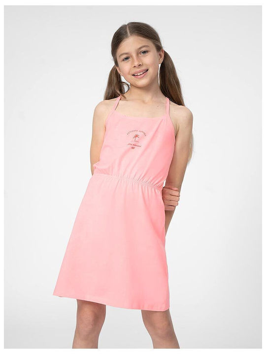 4F Mädchen Kleid Ärmellos Rosa