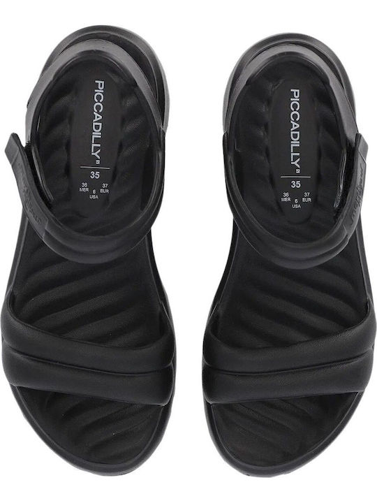 Women's Flat Sandals with Strap in Black Color