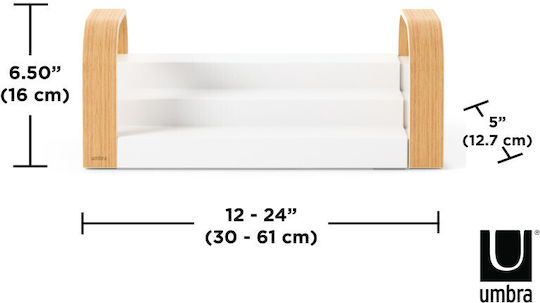 Umbra Настолна Пластмасова Стойка Bellwood 31x16x12см Бяла