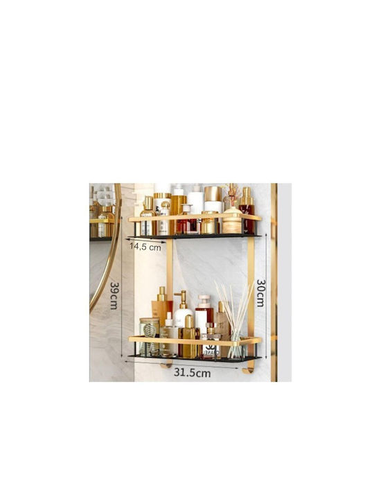 Aria Trade Wall Mounted Bathroom Shelf Metallic with 2 Shelves 31.5x14.5x39cm