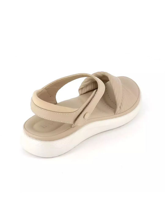 B-Soft Anatomic Women's Ankle Strap Platforms Beige