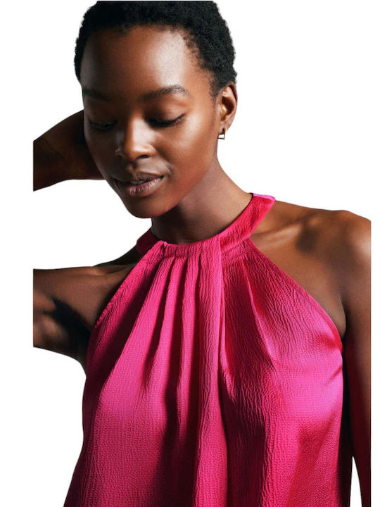 269442 Women's Summer Blouse Sleeveless Floral Fuchsia
