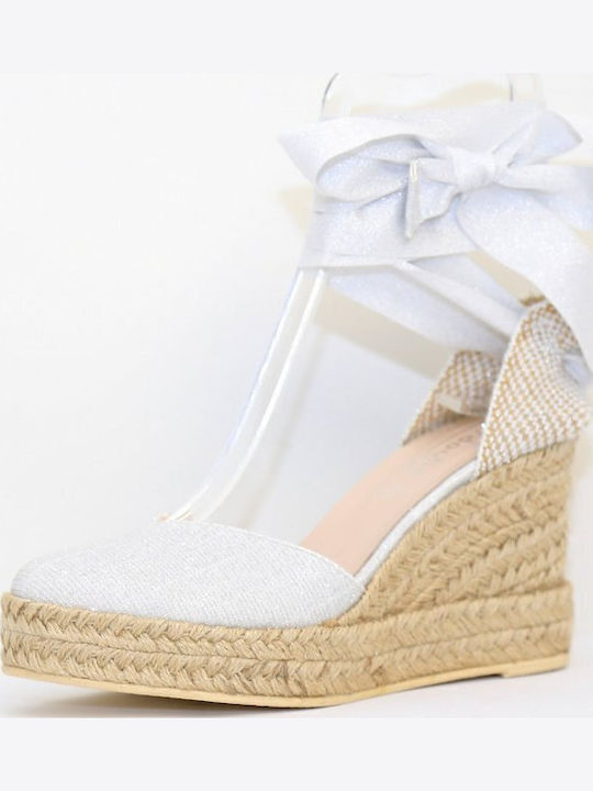 Women's Leather Platform Espadrilles Platina