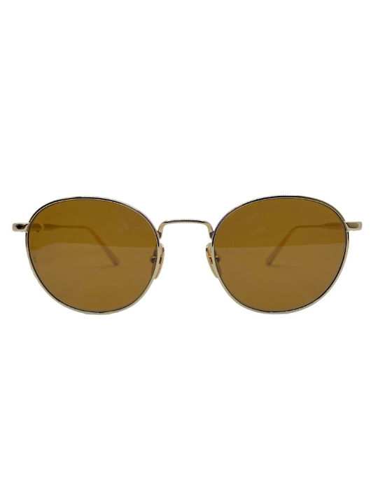 Chimi Steel Round Sunglasses with Brown Metal Frame and Brown Lens