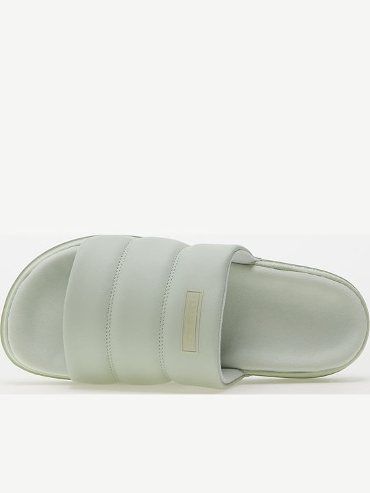 Adilette Essential Linen Flache Sandalen für Damen in Grün Farbe