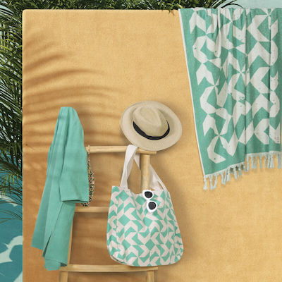 Nef-Nef Beach Towel with Fringes Green 170x90cm