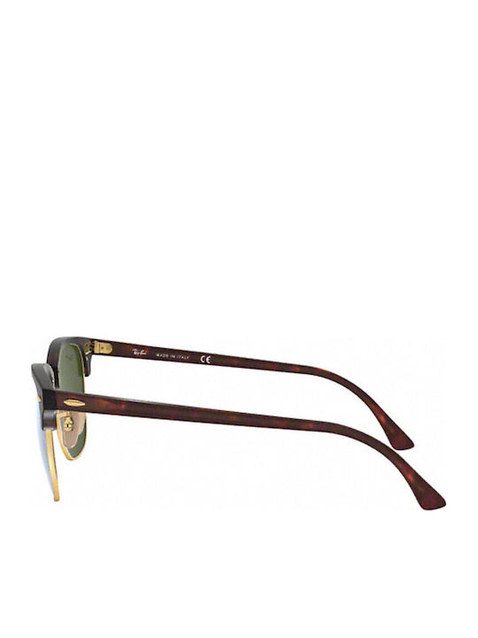 Ray Ban Clubmaster Unisex Sunglasses with Brown Tartaruga Frame and Silver Mirror Lens RB3016 114530