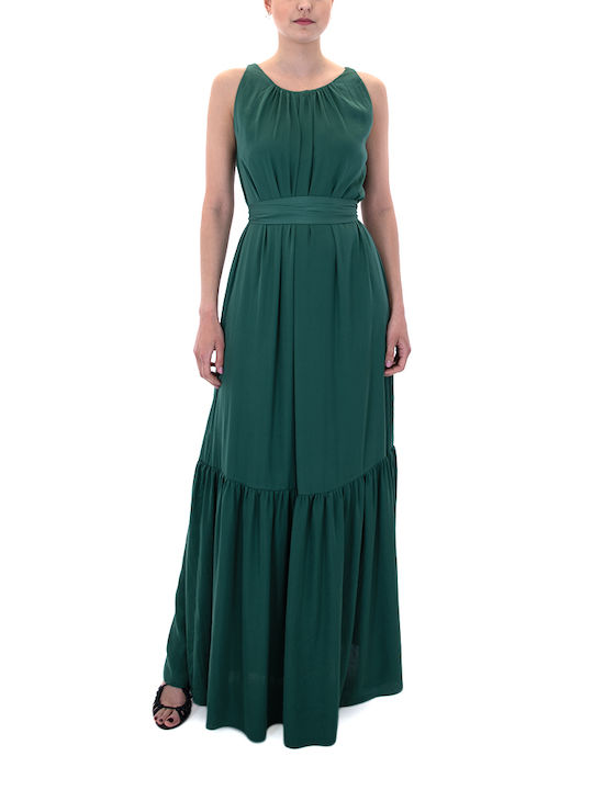 Moutaki Καλοκαιρινό Maxi Φόρεμα Κρουαζέ Πράσινο