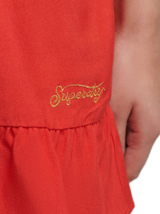 Superdry Sommer Mini Kleid Rot