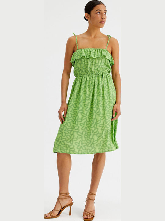 Sommer Midi Kleid mit Rüschen Grün