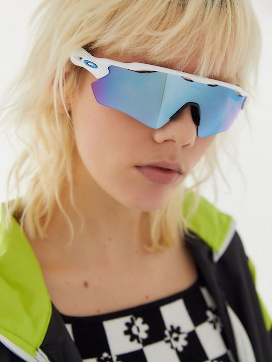 Oakley Radar Ev Path Ανδρικά Γυαλιά Ηλίου με Μαύρο Κοκκάλινο Σκελετό και Μπλε Polarized Καθρέφτη Φακό OO9208-55
