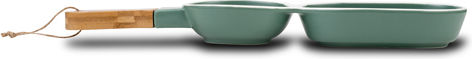 Nava Porcelain Dessert Divided Serving Plate with 2 Slots Green