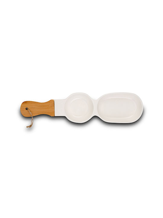 Nava Porcelain Dessert Divided Serving Plate with 2 Slots White