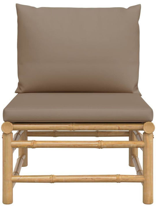 Outdoor Armchair Bamboo Brown with Cushion 55x69x65cm