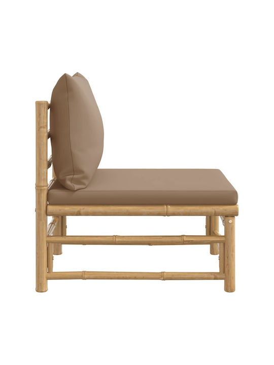 Outdoor Armchair Bamboo Brown with Cushion 55x69x65cm