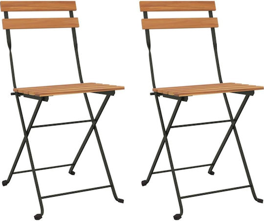 Außenstuhl Metallisch Braun 2Stück 39x45x79cm.