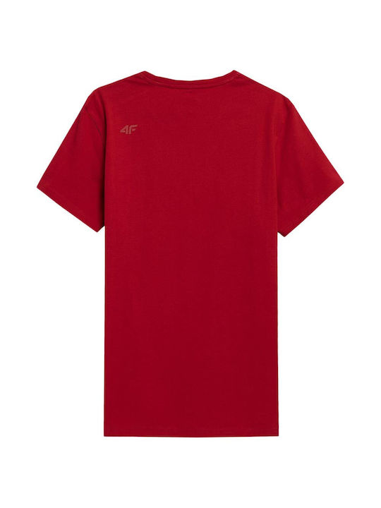 4F Herren T-Shirt Kurzarm Rot