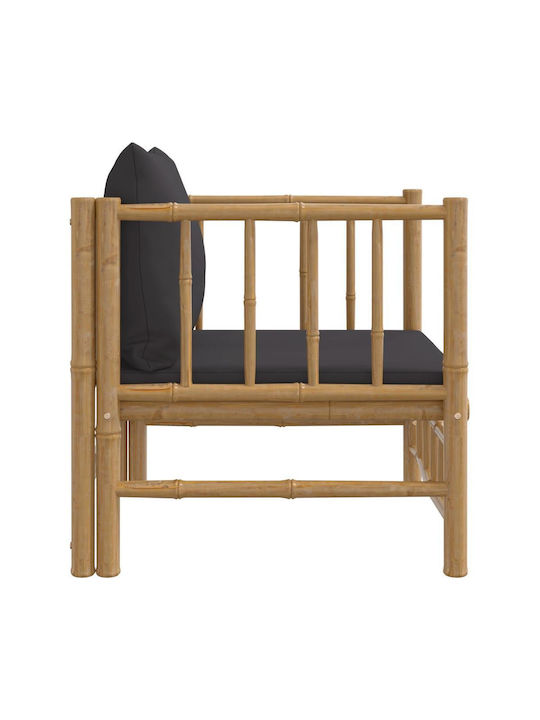 Outdoor Armchair Bamboo Brown with Cushion 63x69x65cm