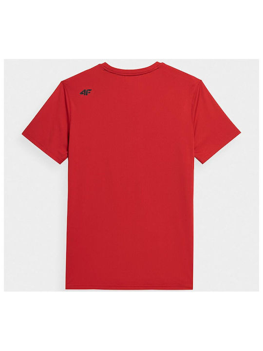 4F Bărbați T-shirt Sportiv cu Mânecă Scurtă Roșu