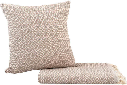 Madi Madi Herhaling Decorative Pillow Case 100% Cotton Beige 45x45cm