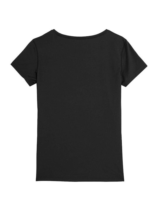 4F Femeie Sport Tricou Monocrom Negru