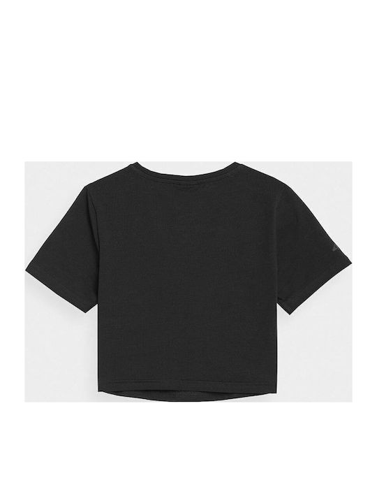 Women's Athletic Crop Top Short Sleeve Black