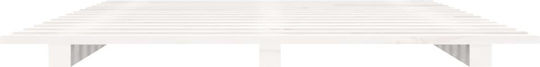 Double Bed Base Wooden White With Slats For Mattress 150x200cm