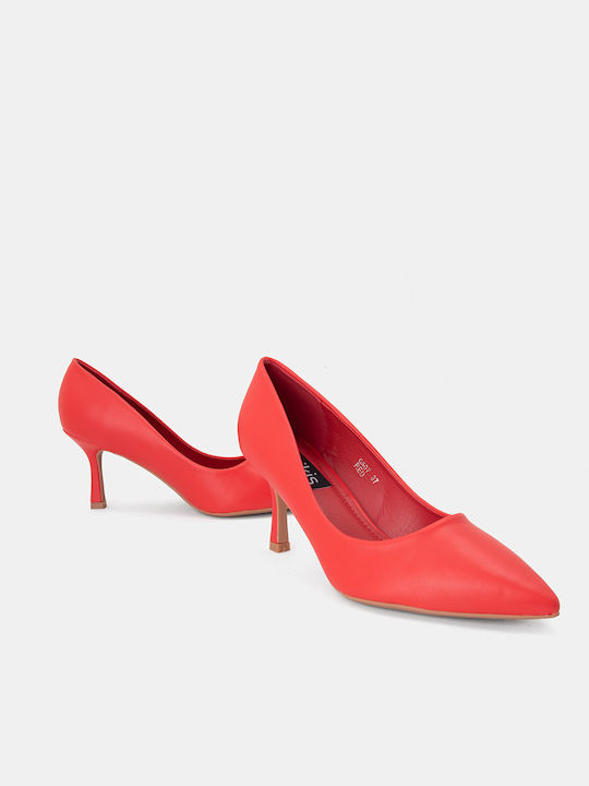 Bozikis Synthetic Leather Pointed Toe Red Medium Heels