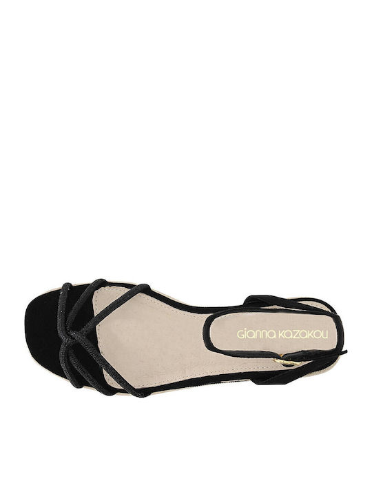 AG7571.L19160NV4.PGL Women's Synthetic Leather Ankle Strap Platforms Black