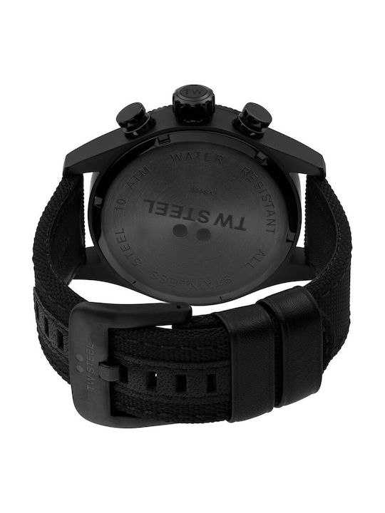 TW Steel Volante Ceas Barbati 48mm Cronograf Baterie cu Culoare Neagră de Textil Brățară