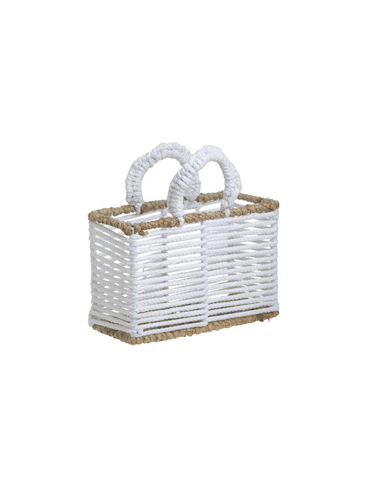 Inart Set de coșuri decorative Din material textil cu mânere White 2buc