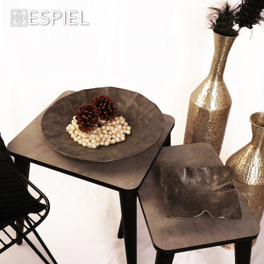 Espiel Decorative Square Metallic Platter Grey