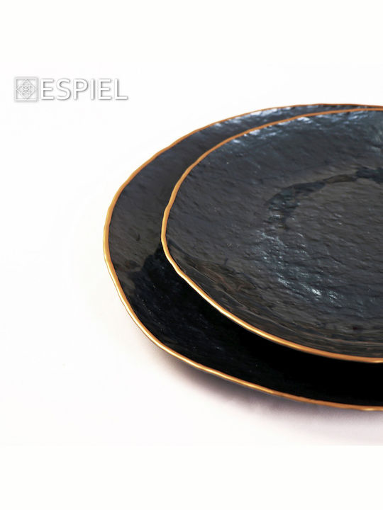 Espiel Round Glass Decorative Platter Shine Blue 28x28cm