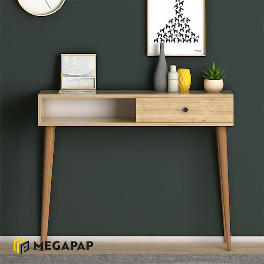 Napoli Wooden Console Table Δρυς L90xW29xH88cm