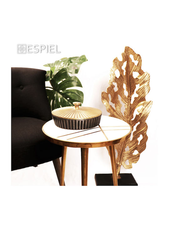 Round Aluminum Side Table Gold - Marble M35.5xL35.5xH50.5cm