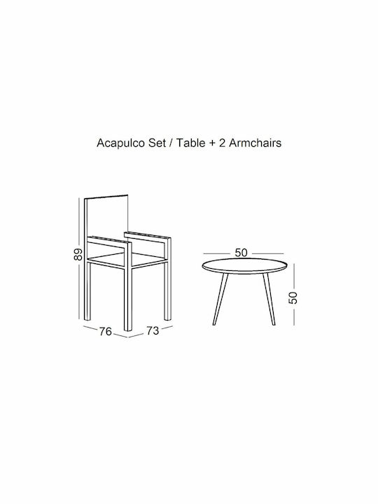 Acapulco Living Room Set for Small Outdoor Spaces 3 Pieces Gray E245,4S