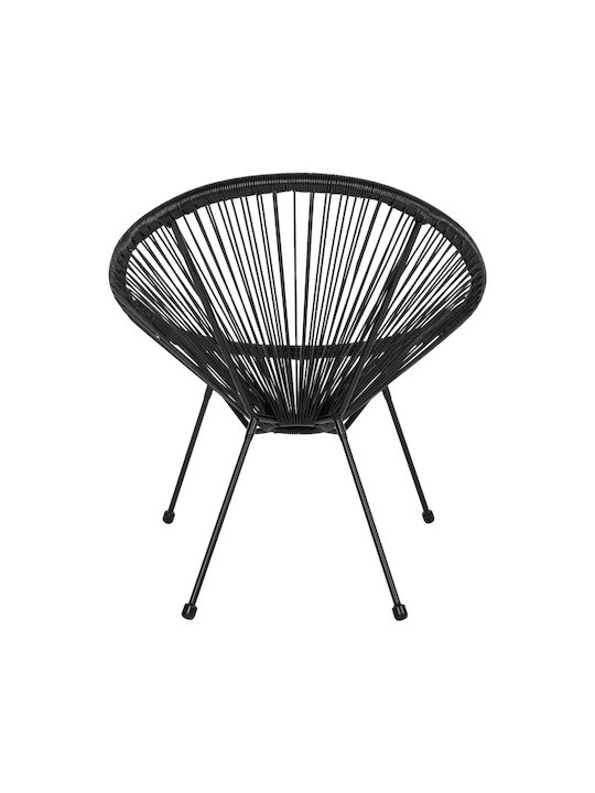 Πολυθρόνα Εξωτερικού Χώρου Rattan Allegra Μαύρο 71x73x77εκ.