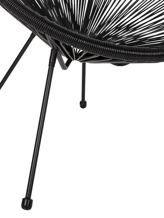 Πολυθρόνα Εξωτερικού Χώρου Rattan Allegra Μαύρο 71x73x77εκ.