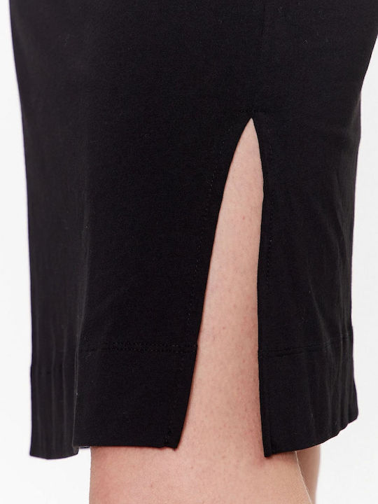 Summer Mini T-Shirt Dress with Slit Black